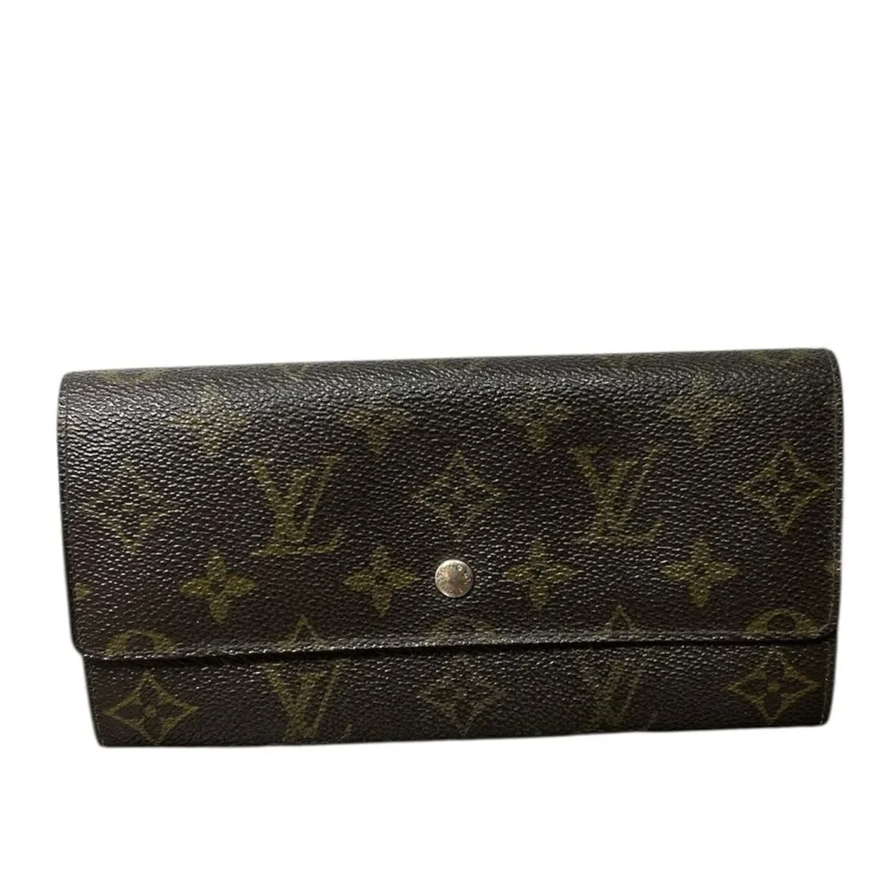 Louis Vuitton Monogram Sarah Long Wallet Snap Closure Vintage Made In France